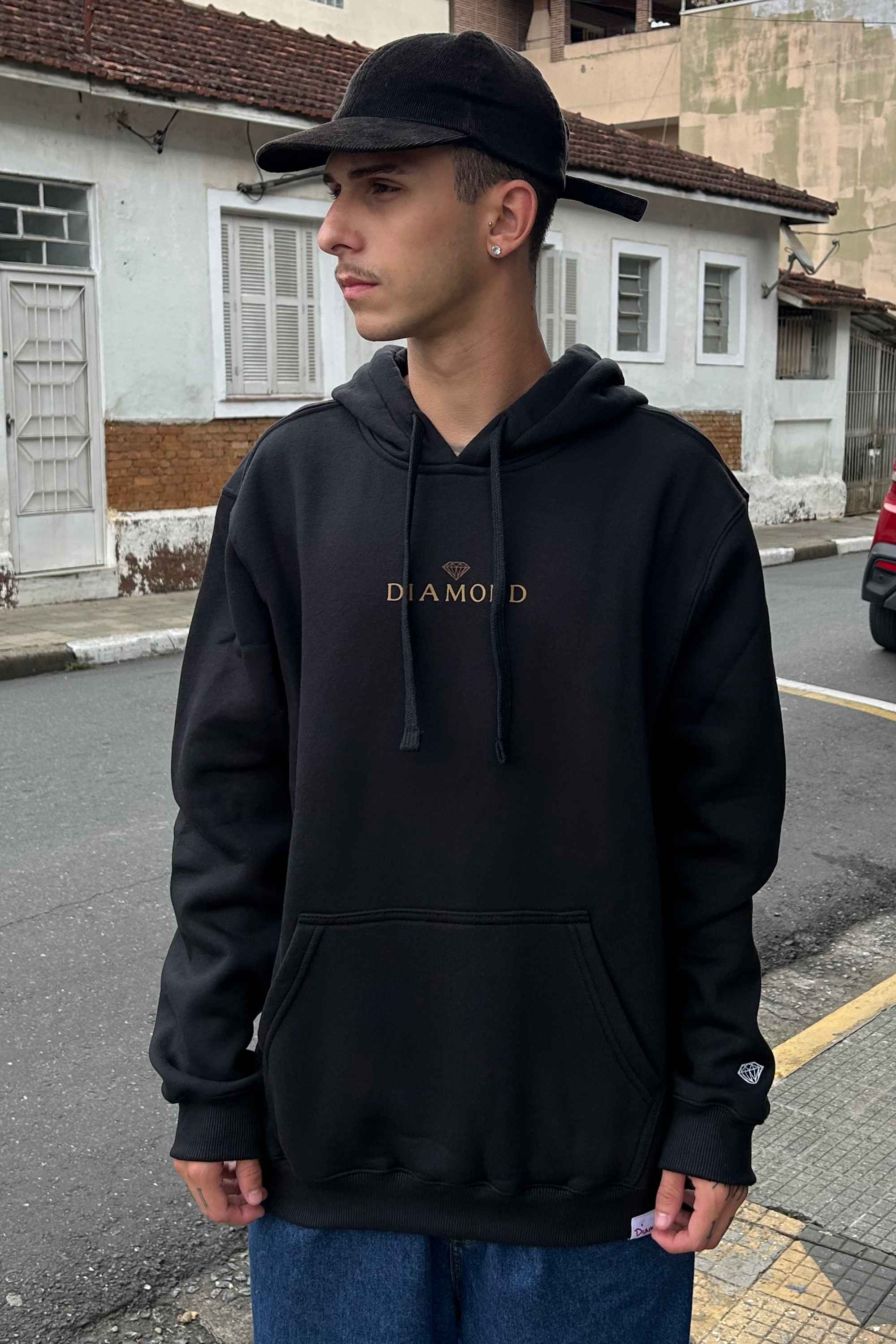 MOLETOM DIAMOND CLASSIC HOODIE BLACK